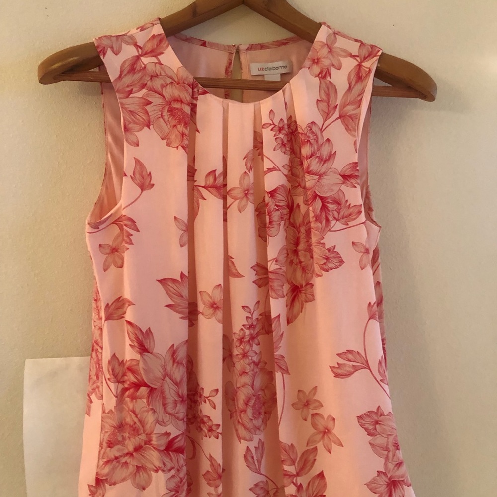 Pink floral Liz Claiborne sleeveless top
